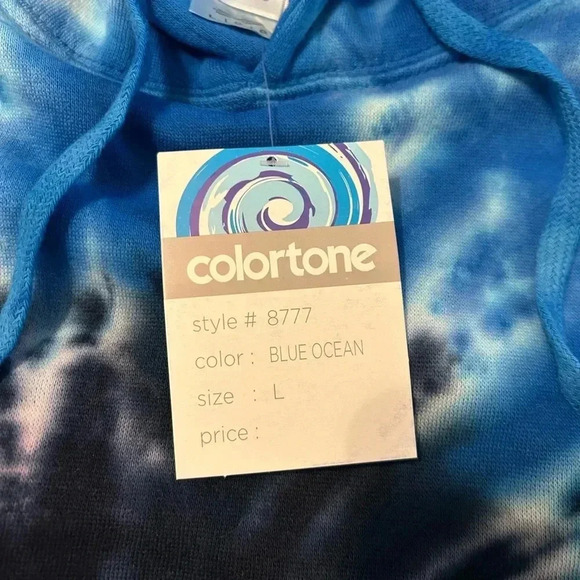 Colortone Blue Tie Dye Women's Pullover Hoodie Front Pocket Size Large NWT - Picture 6 of 10